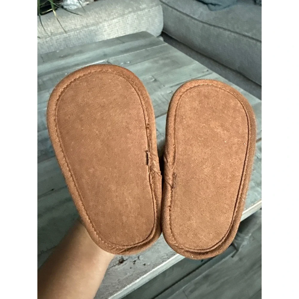 First Steps Stepping Stones Brown Faux Fur Infant Booties 6-9M TGB24914-IRD